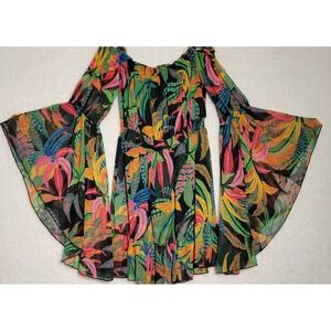 Truth Dress Tunic Floral Size Medium Knee Length Built In Short Slip 0319
